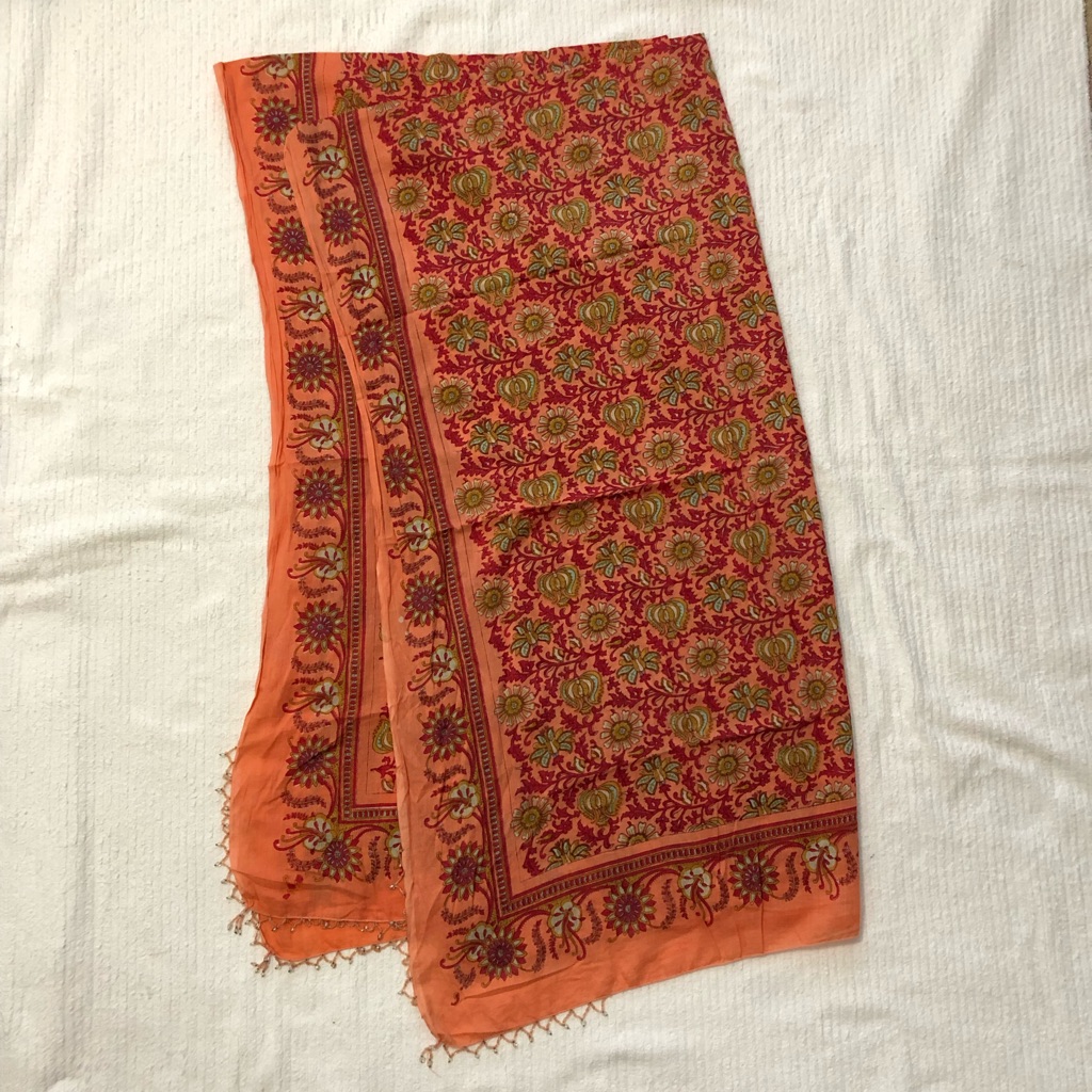 Orange Patterned Scarf/Wrap
